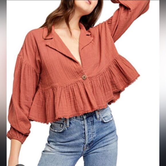 Free People Tops - Free People Lyra Tiered Cropped Bed Jacket Size Small